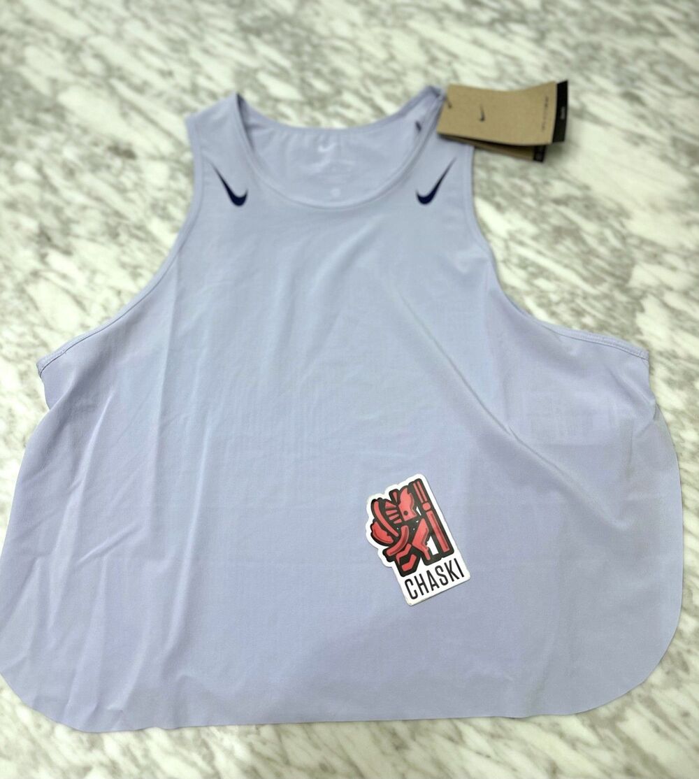 Nike AeroSwift Dri-FIT ADV Cropped Running Purple Blue Tank FN2713-057 Women XL